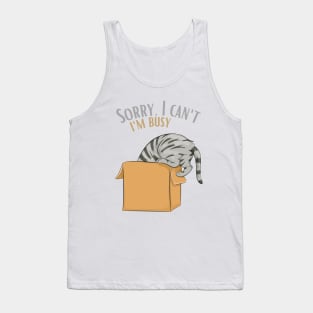 Sorry I cant Im busy cat in glasses funny sarcastic messages sayings and quotes Tank Top